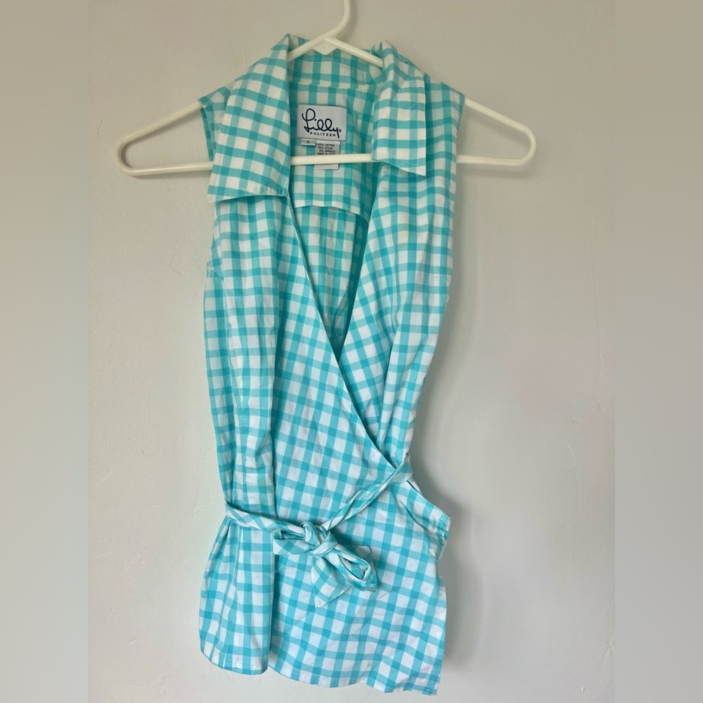 Lilly Pulitzer Blue and White Gingham Top